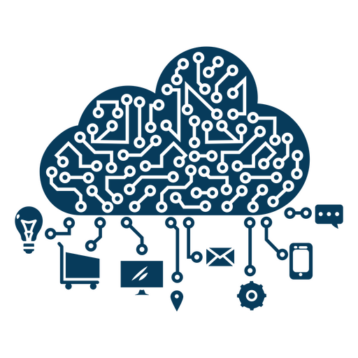 Cloud with a lot of different icons on it PNG Design