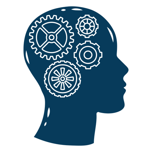 Engranajes innovadores en el diseño gráfico de la cabeza humana Diseño PNG