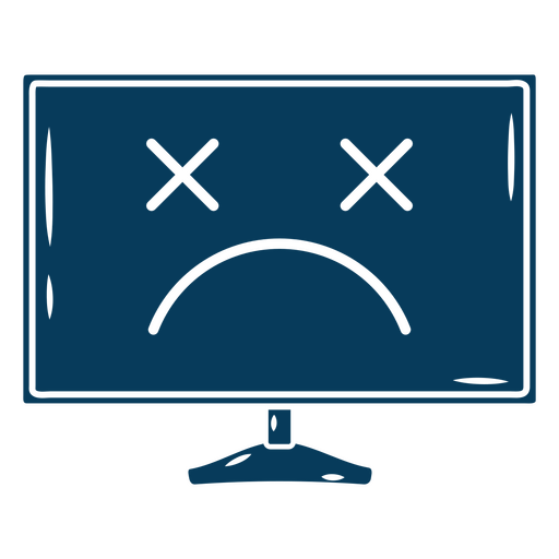Playful dead screen design with sad face PNG Design