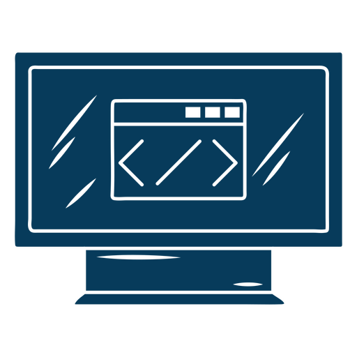 Diseño elegante de monitor de computadora con interfaz de codificación. Diseño PNG