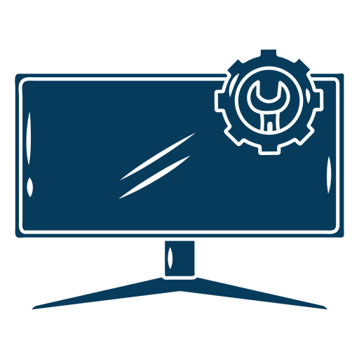 Ícone de um monitor com uma engrenagem Desenho PNG