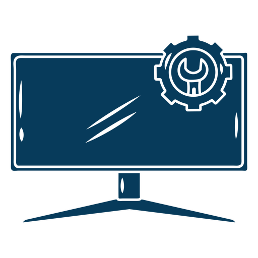 Ícono de un monitor con un engranaje Diseño PNG