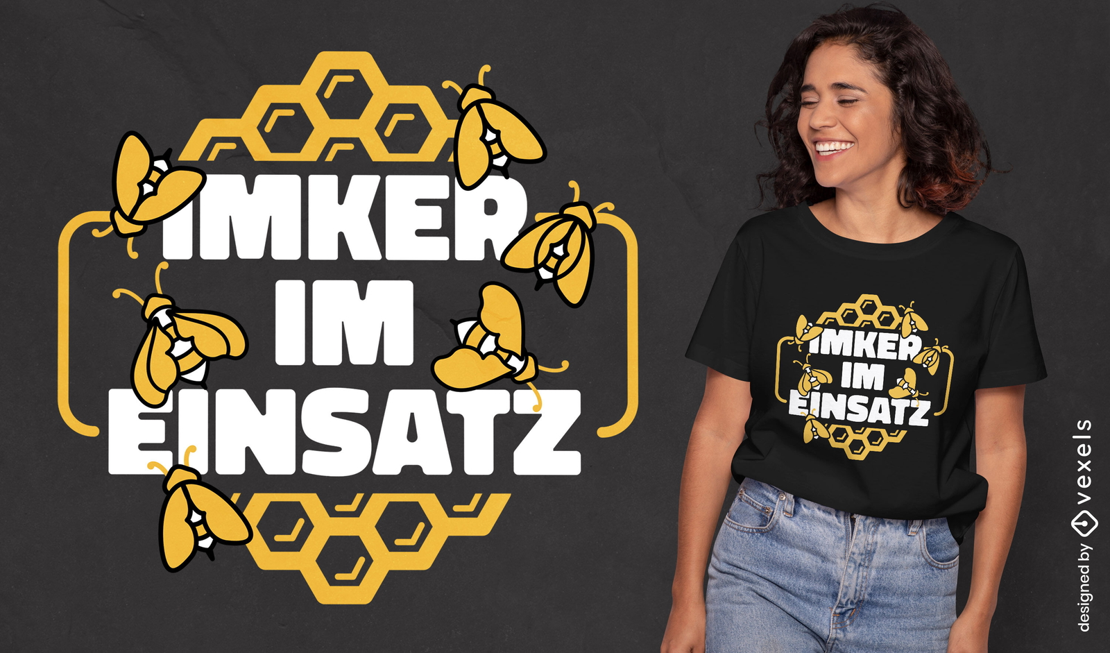 Diseño de camiseta con cita de abeja alemana