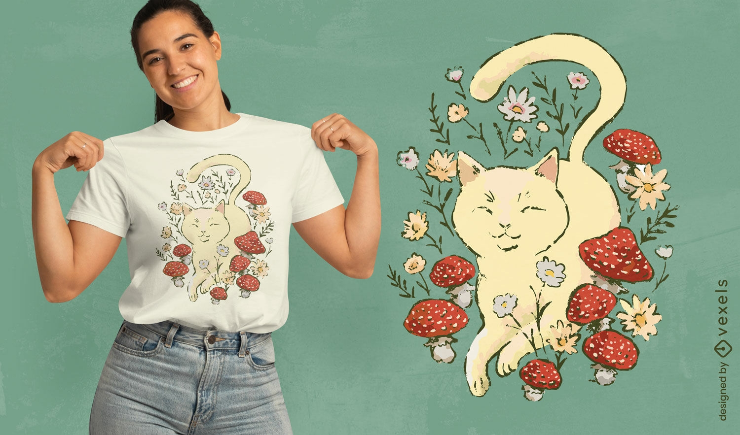 Cottagecore cat t-shirt design