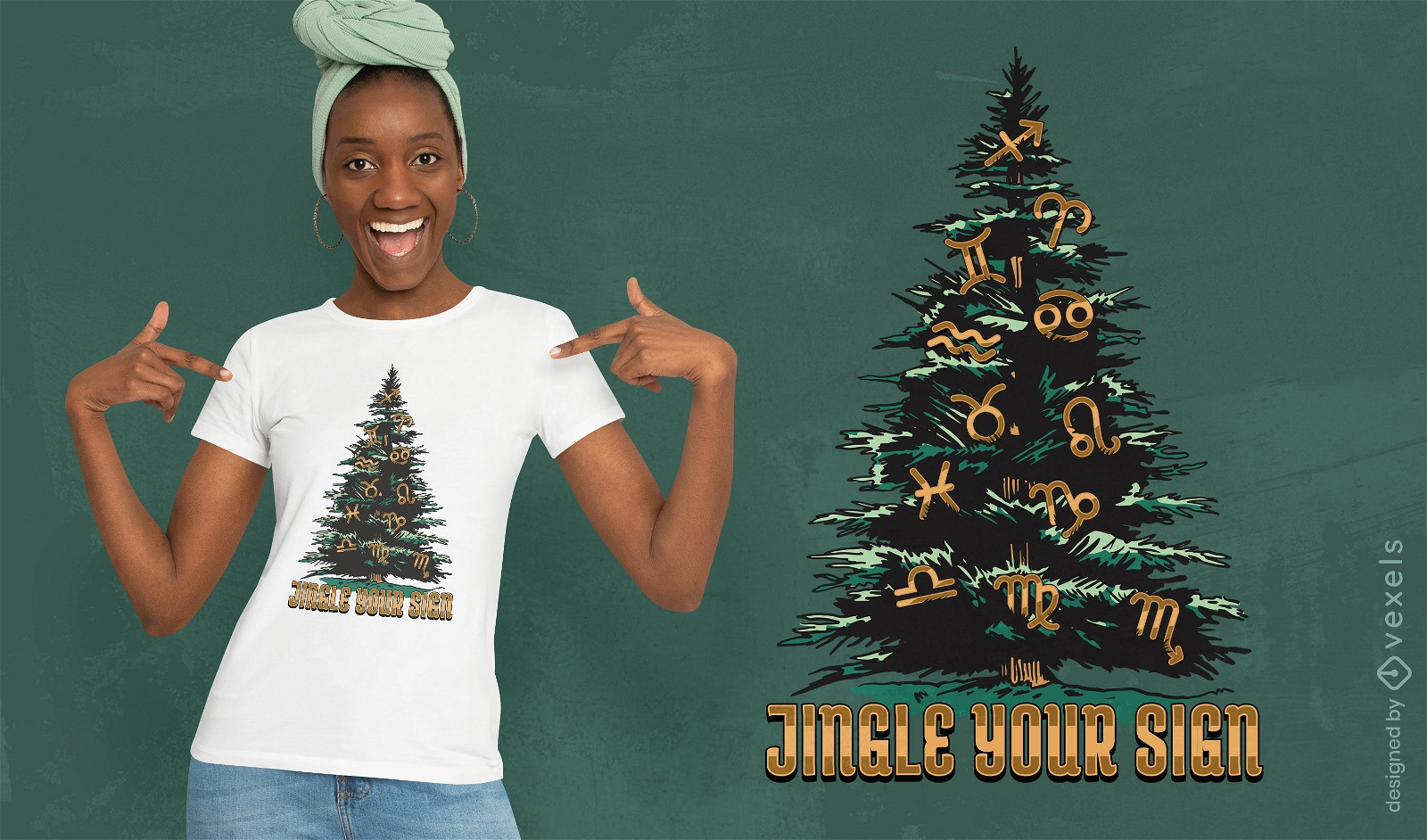 Zodiac signs Christmas tree t-shirt design