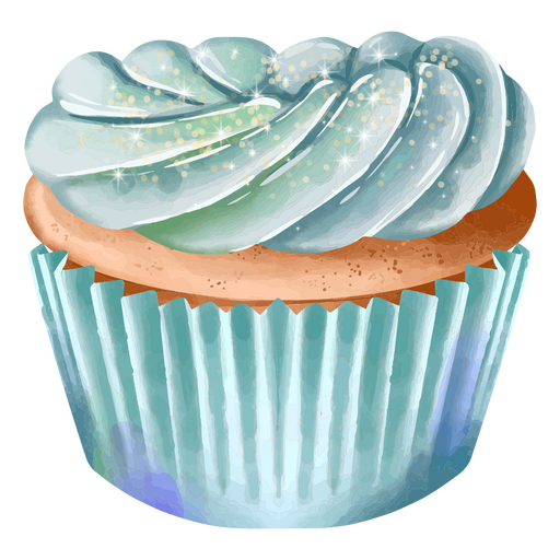 Cupcake mit blauem Zuckerguss PNG-Design