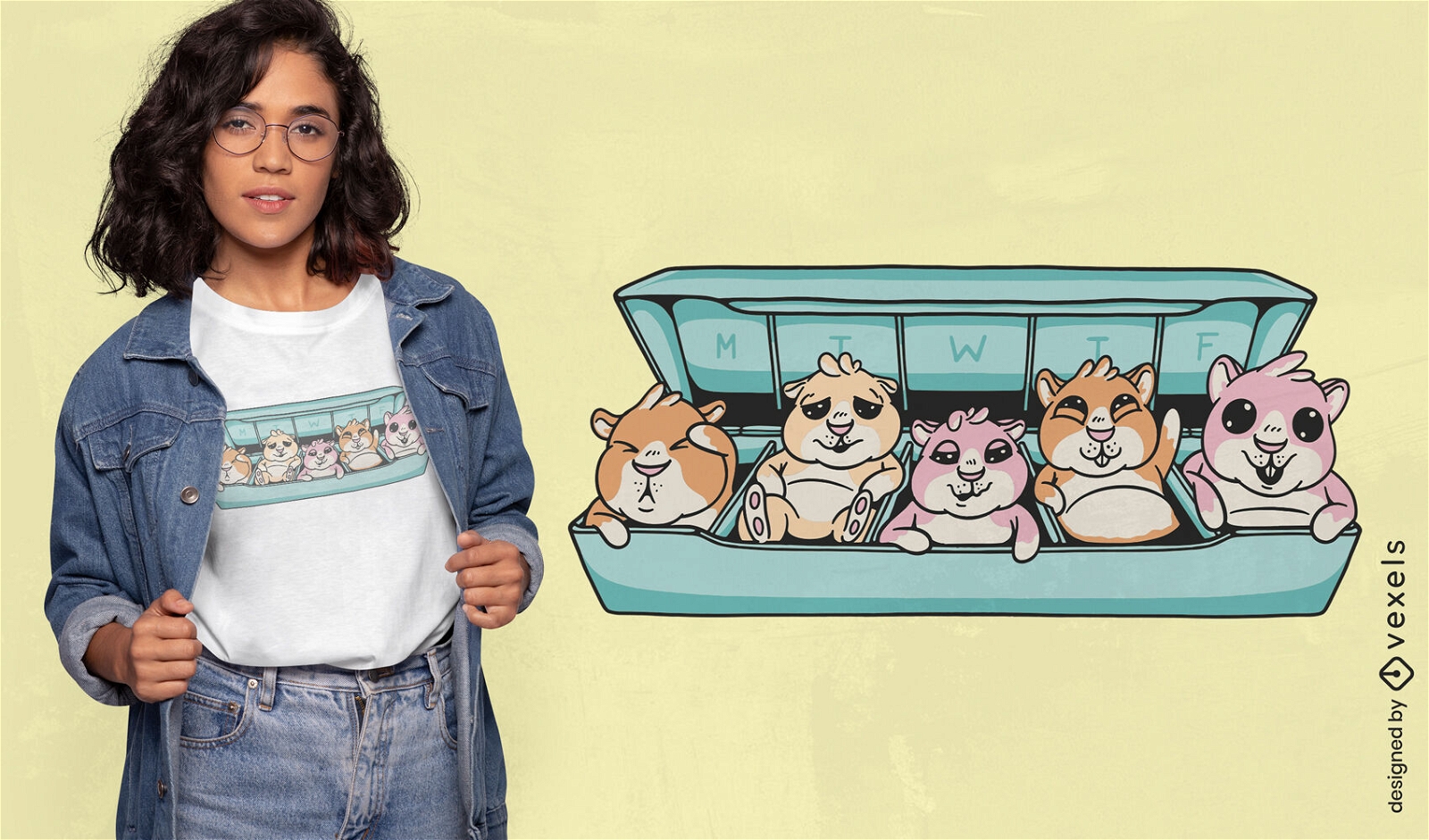 Meerschweinchen in einem Pillendosen-T-Shirt-Design