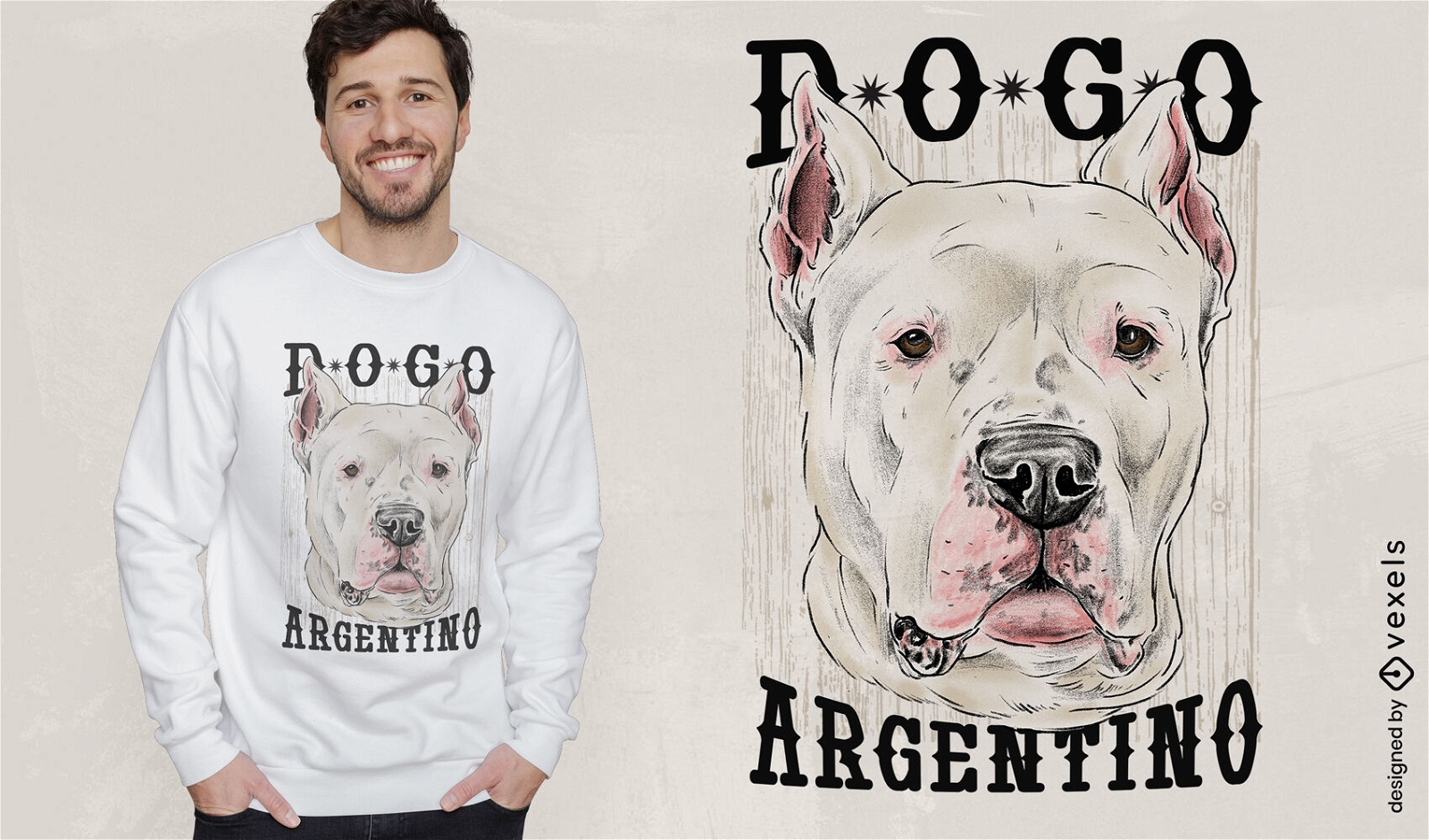 Design de camiseta de raça de cachorro Dogo argentino