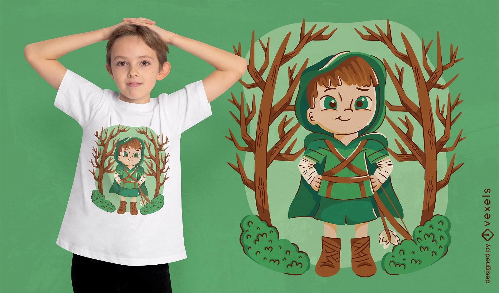 Diseño de camiseta de dibujos animados de Robin Hood