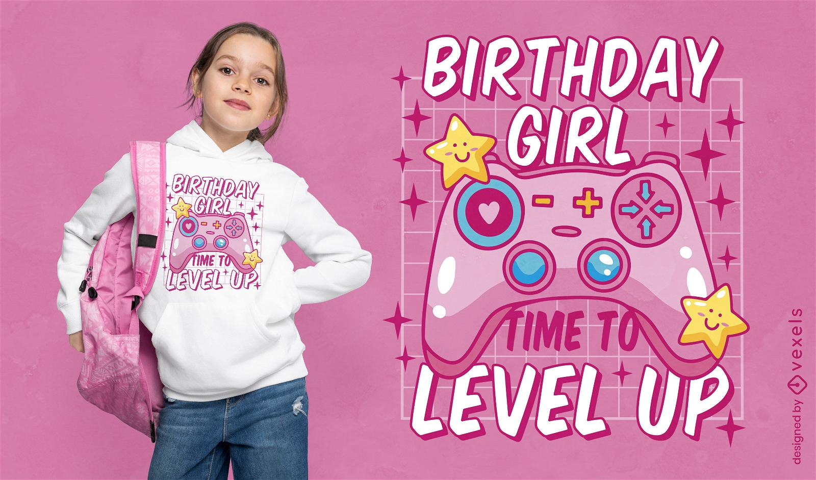 Gamer birthday girl t-shirt design