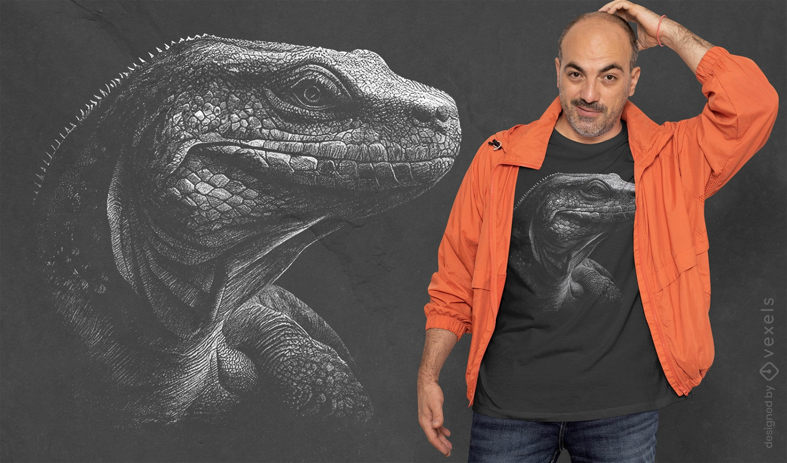 Diseño de camiseta realista animal dragón de Komodo