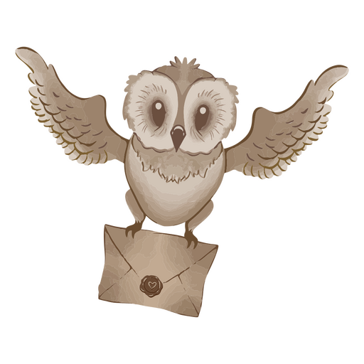 Owl sitting on top of an envelope PNG Design