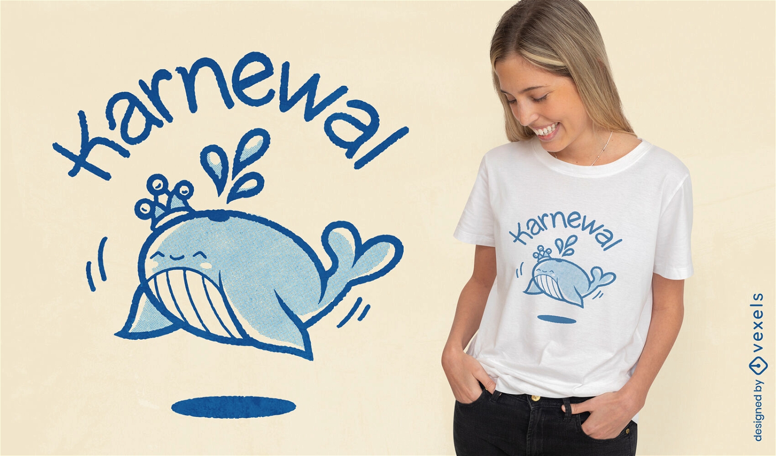 Niedliches deutsches Karnevals-T-Shirt Design des Wals