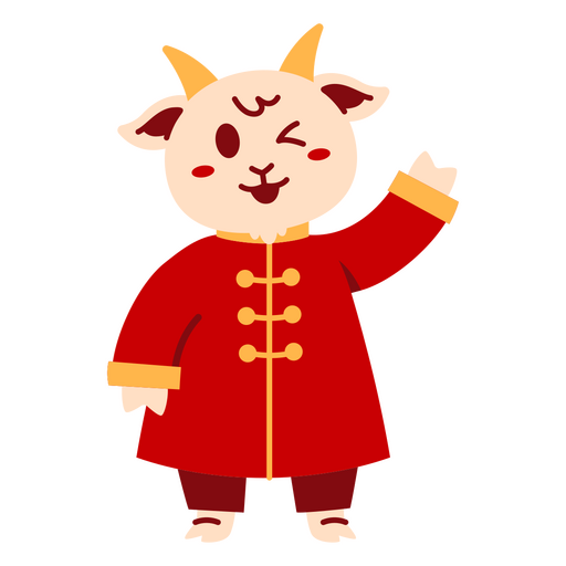 Design de personagem de cabra brincalhão em traje tradicional Desenho PNG