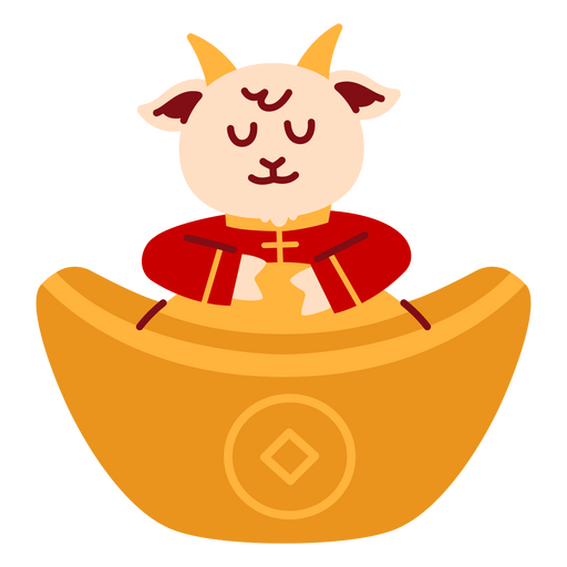 Niedliche Ziegenillustration im Goldbarren-Design PNG-Design