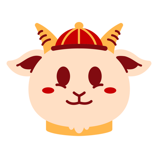 Cartoon goat with a horn on its head PNG Design
