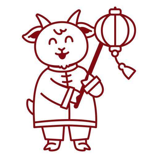 Ilustración de un personaje de cabra juguetón sosteniendo una linterna Diseño PNG