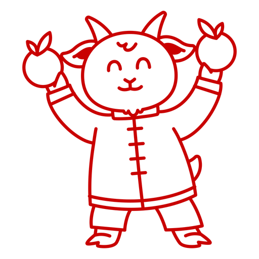 Cheerful goat character design holding oranges PNG Design