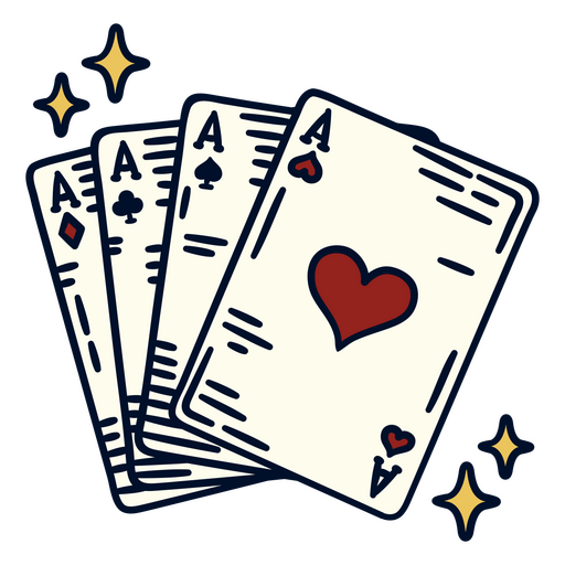 Quatro cartas de baralho com um coração no meio Desenho PNG