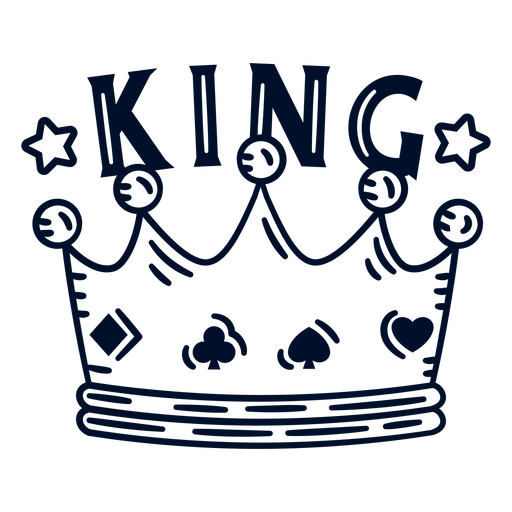 Krone mit Pokersymbolen und dem Wort ?König? PNG-Design