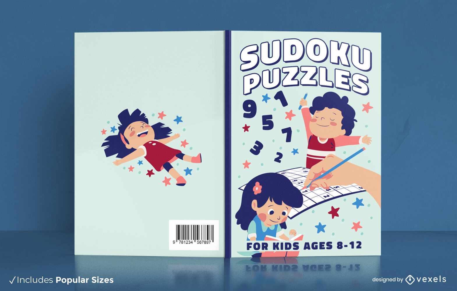 Sudoku puzzles book cover design KDP