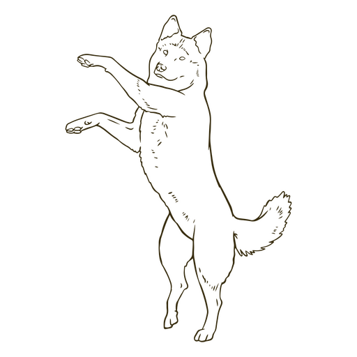 Silhouette of a husky standing on its hind legs PNG Design
