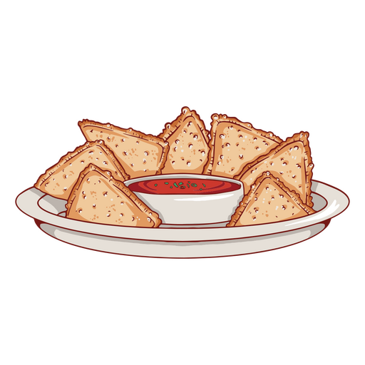 Delicioso prato de tortilla chips crocantes com salsa Desenho PNG