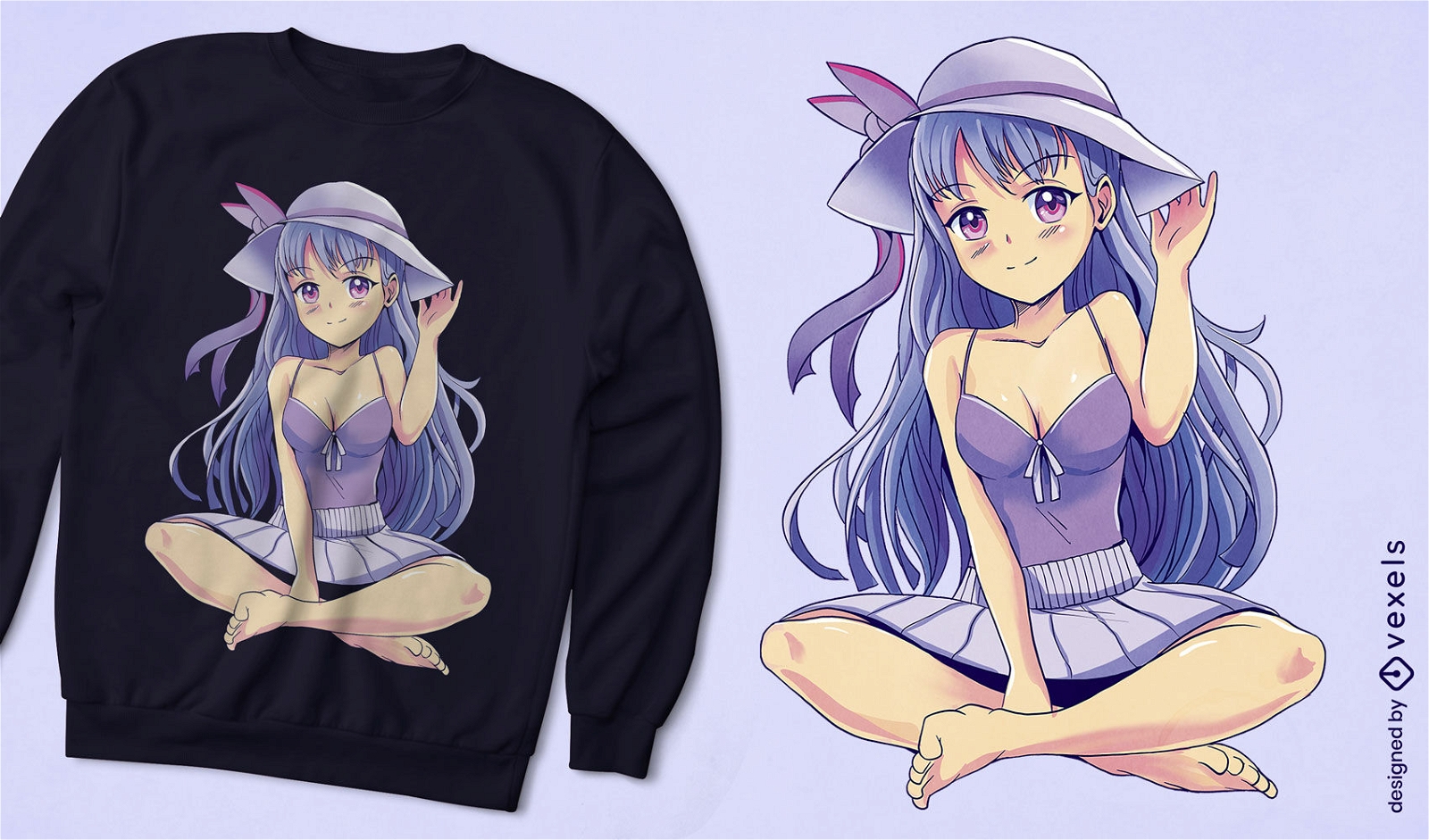 Anime Mädchen Sommerkleid T-Shirt Design