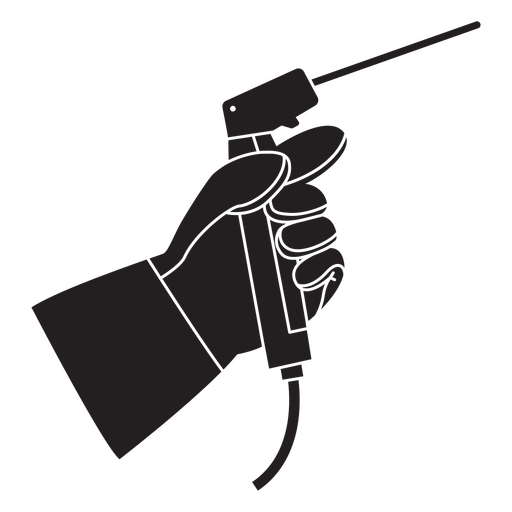 Diseño gráfico elegante de una mano que sostiene una pistola rociadora. Diseño PNG
