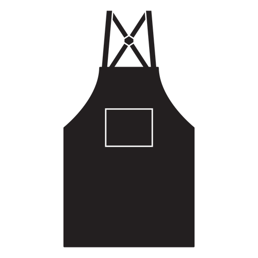 Delantal negro elegante con tirantes ajustables. Diseño PNG
