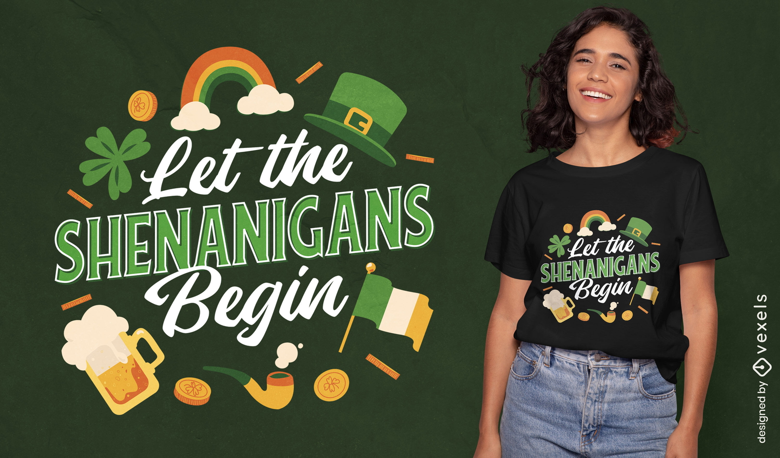 Diseño de camiseta de elementos festivos del día de San Patricio