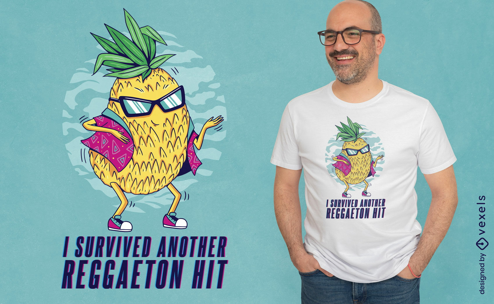 Design de camiseta com citação de reggaeton de abacaxi