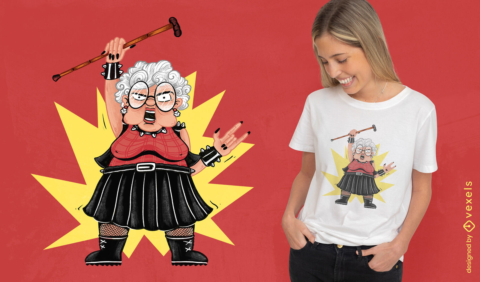 Diseño de camiseta de abuela Rockstar