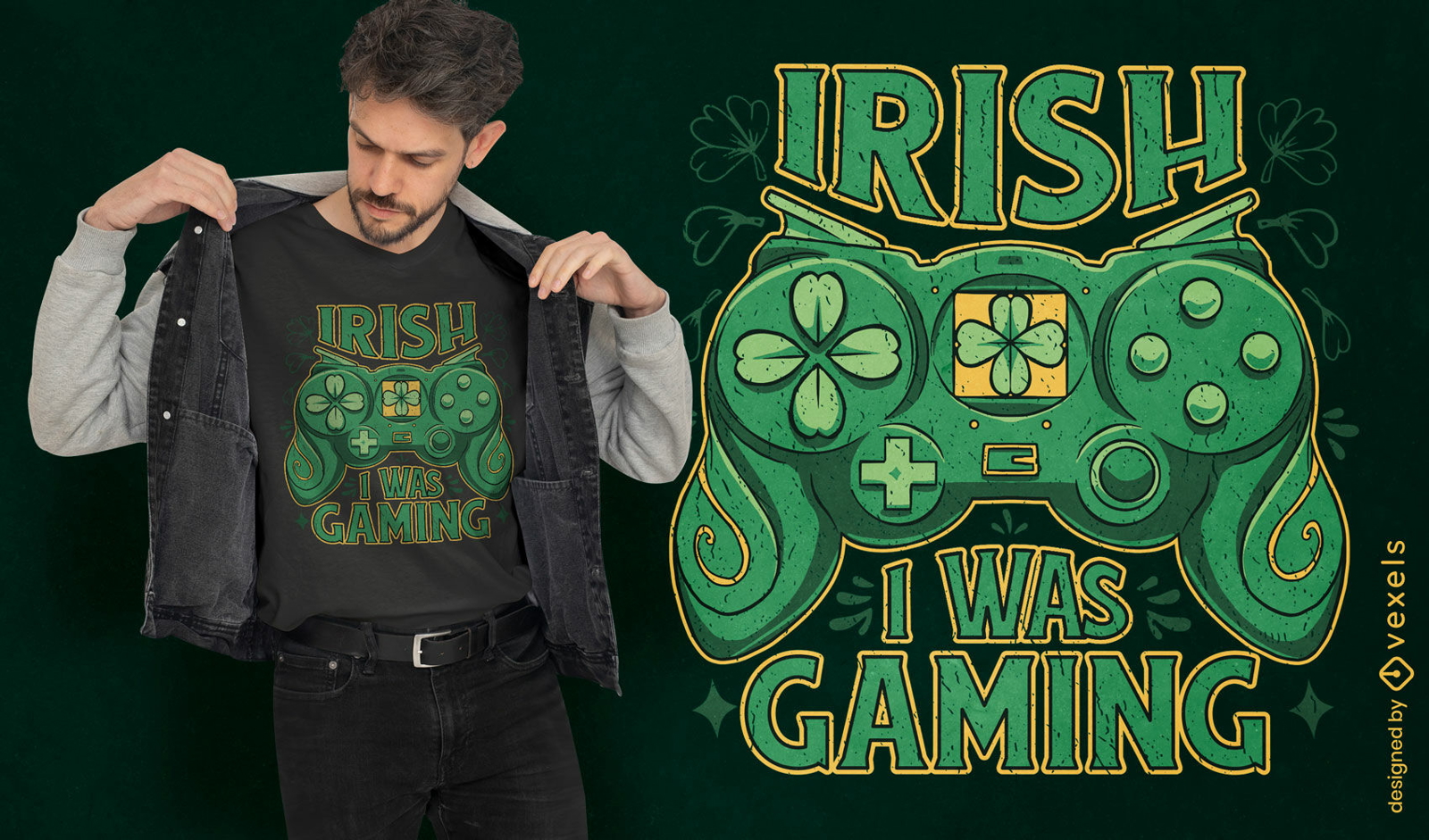 Irish gaming joystick t-shirt design