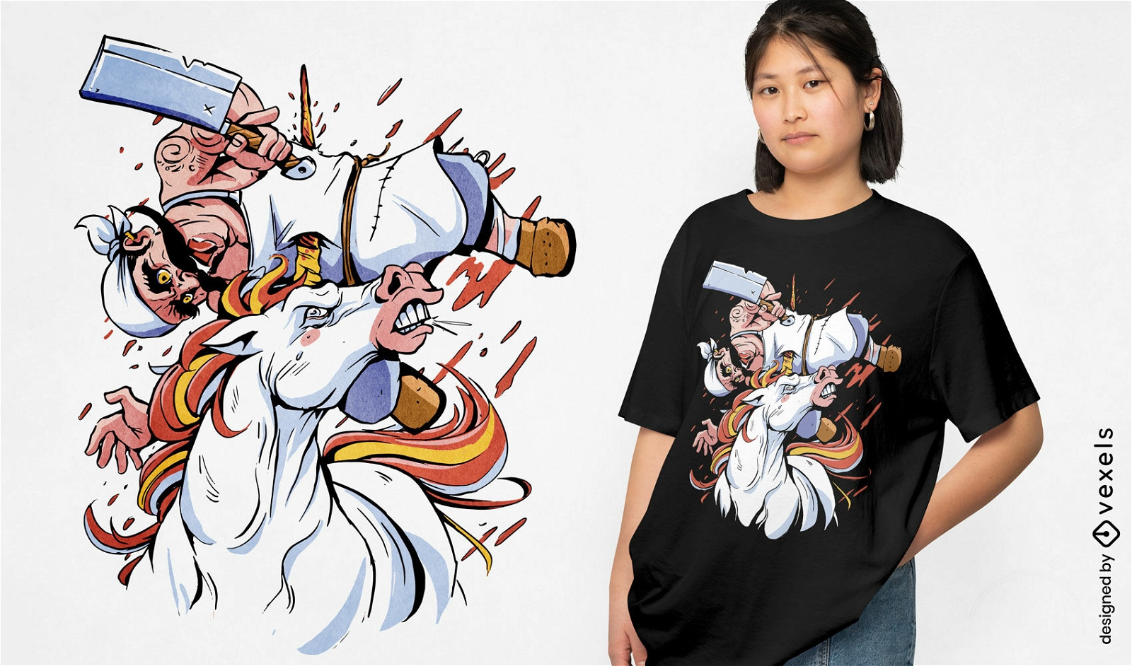 Diseño de camiseta de carnicero unicornio.