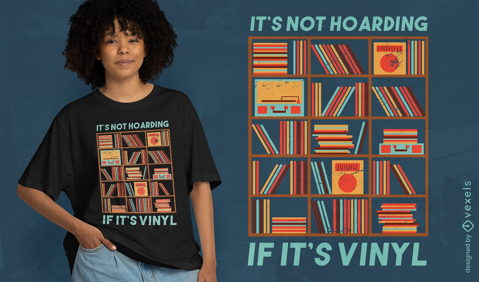 T-Shirt-Design zum Horten von Vinyl-Scheiben