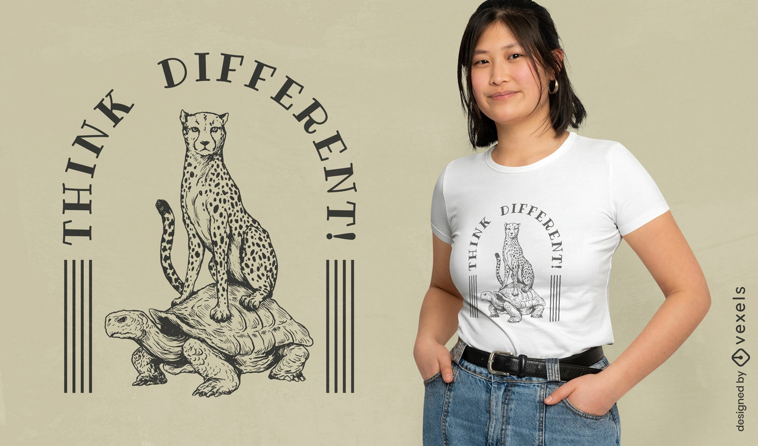 Cheetah riding a tortoise t-shirt design