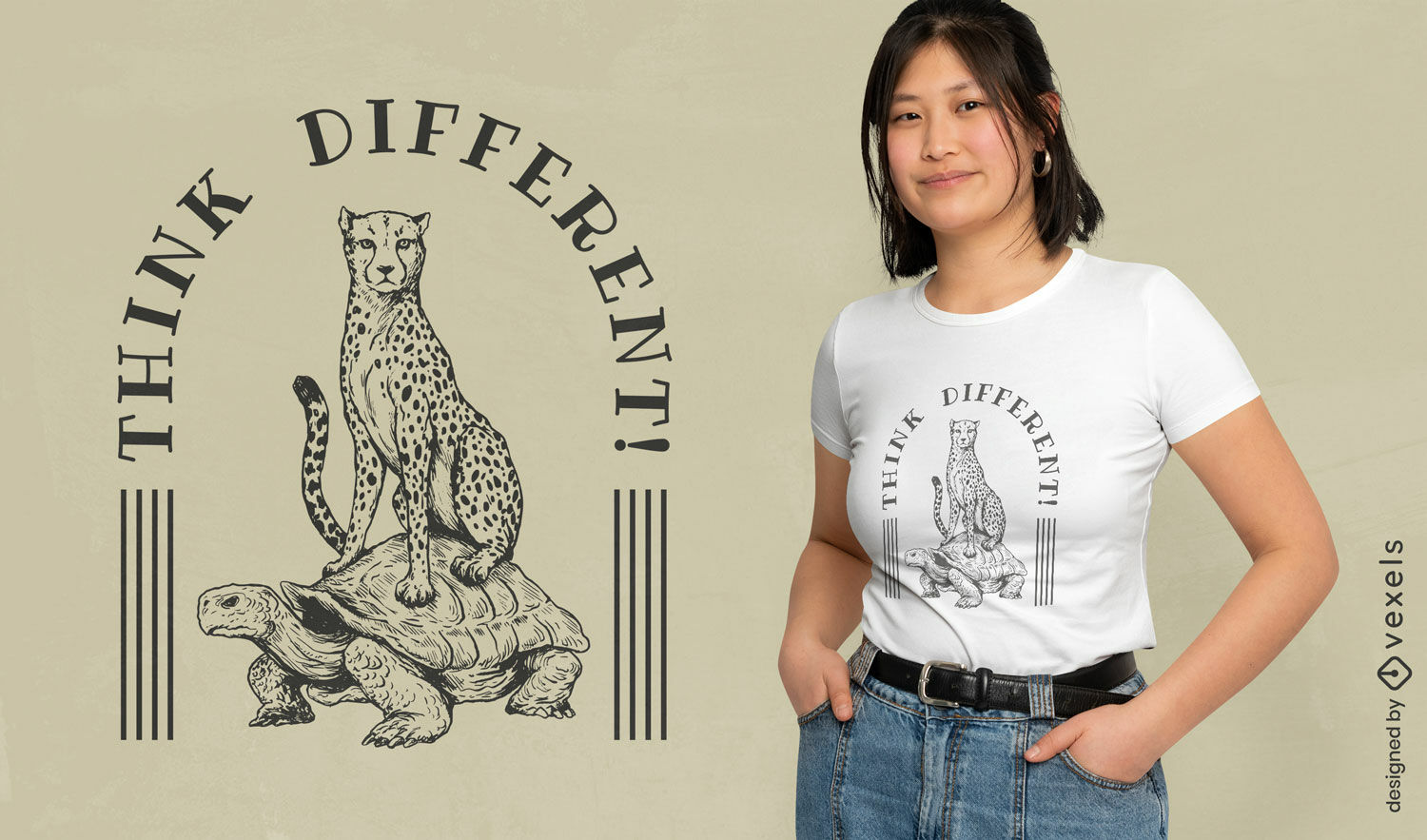 Gepard, der einen Schildkröten-T-Shirt Entwurf reitet