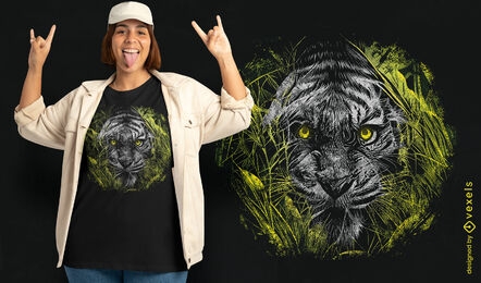Tiger hiding in the grass t-shirt design