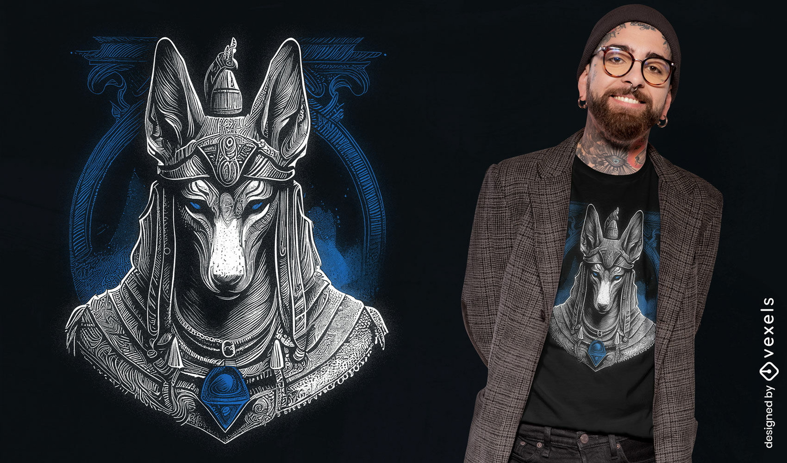 Anubis ägyptischer Gott realistisches T-Shirt-Design