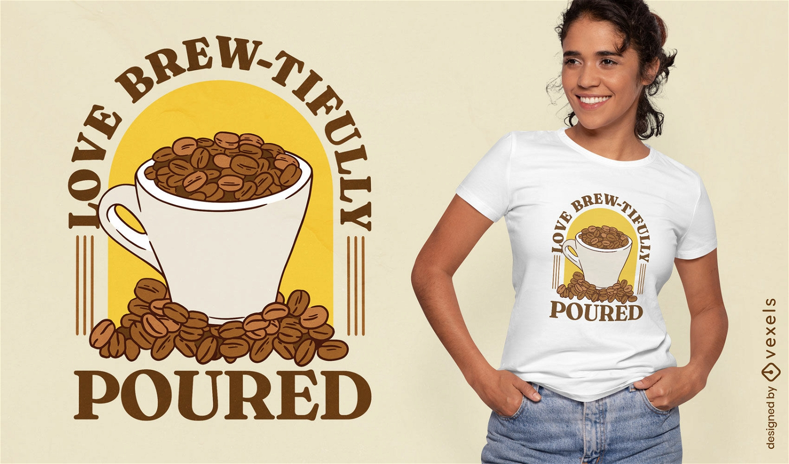 Design de camiseta de feijão de xícara de café
