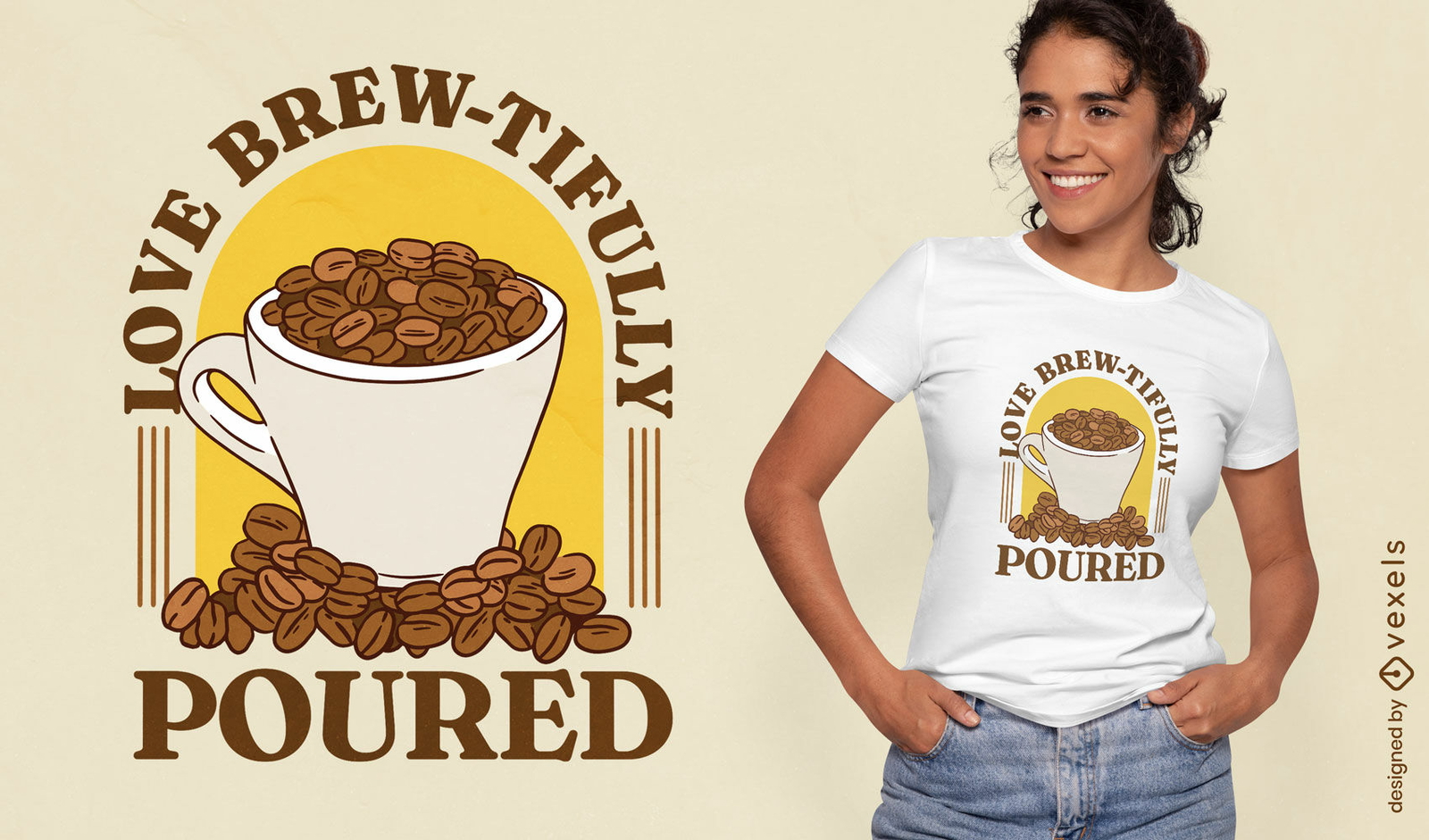 Design de camiseta de feijão de xícara de café