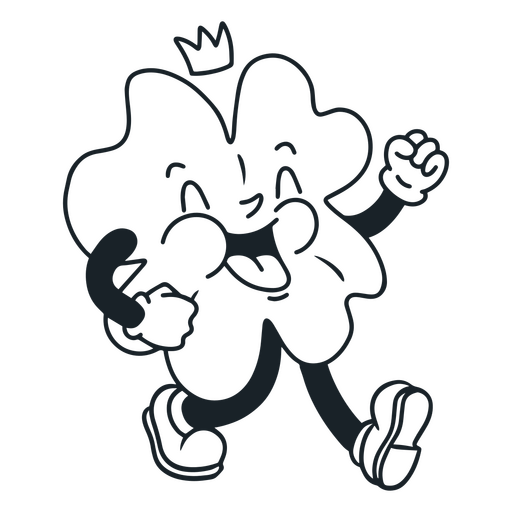 Black and white image of a cartoon character running PNG Design