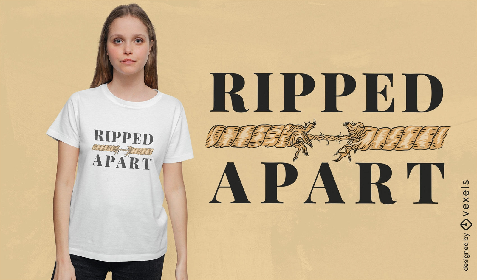 T-Shirt-Design mit zerrissenem Apar-Seil