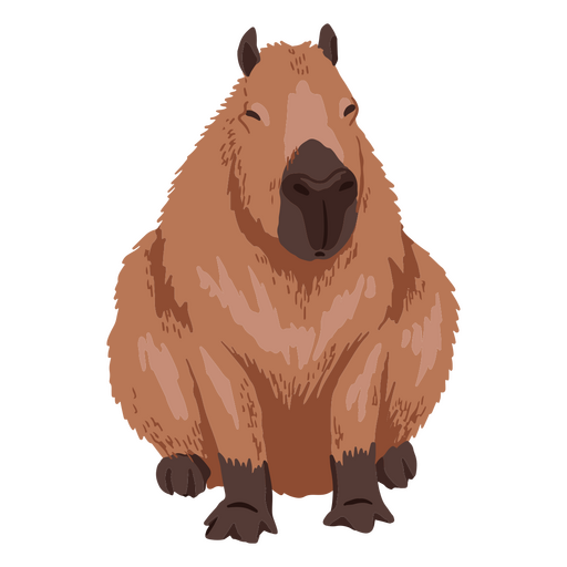 Cartoon of a capybara sitting PNG Design