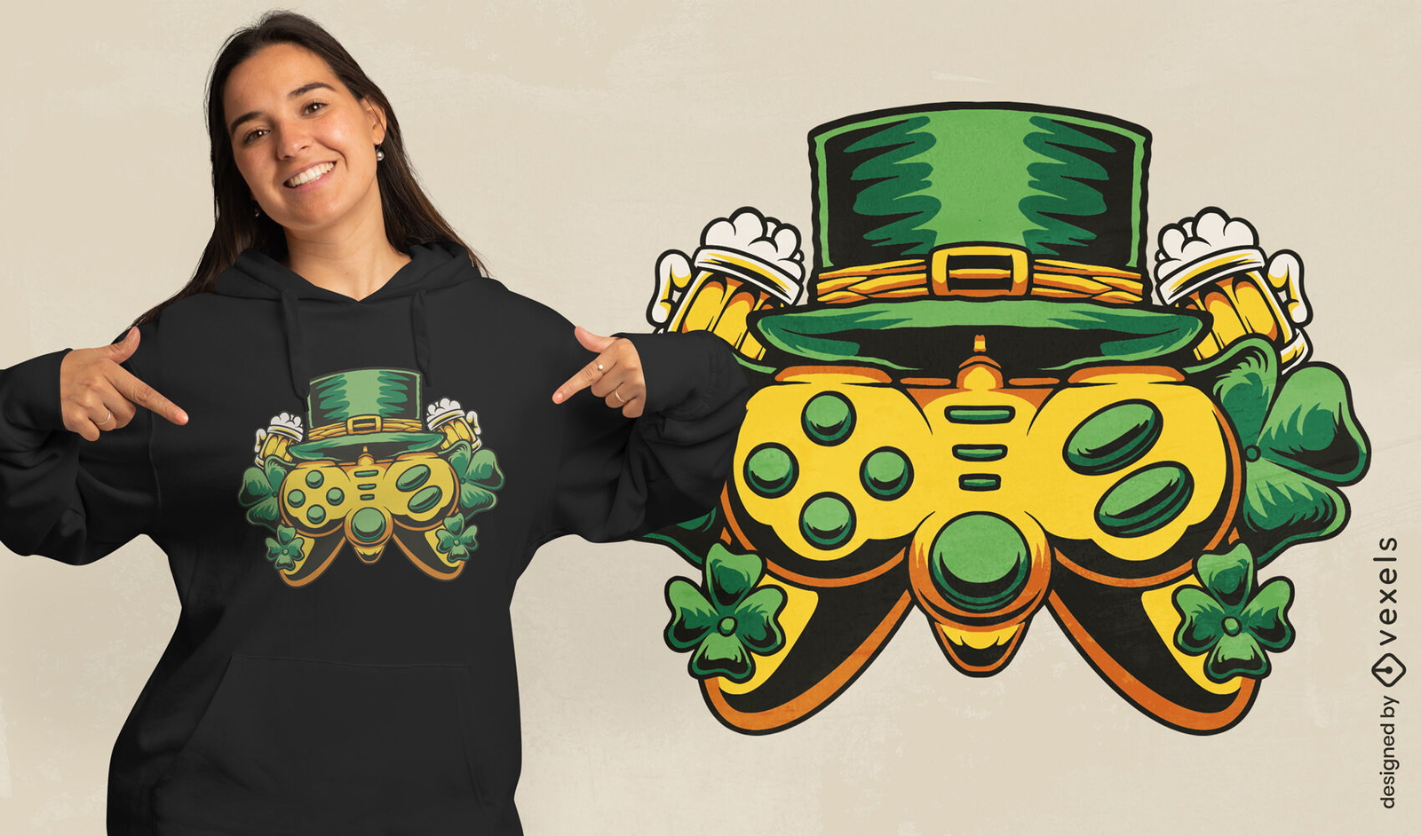 Design de camiseta com joystick de São Patrício