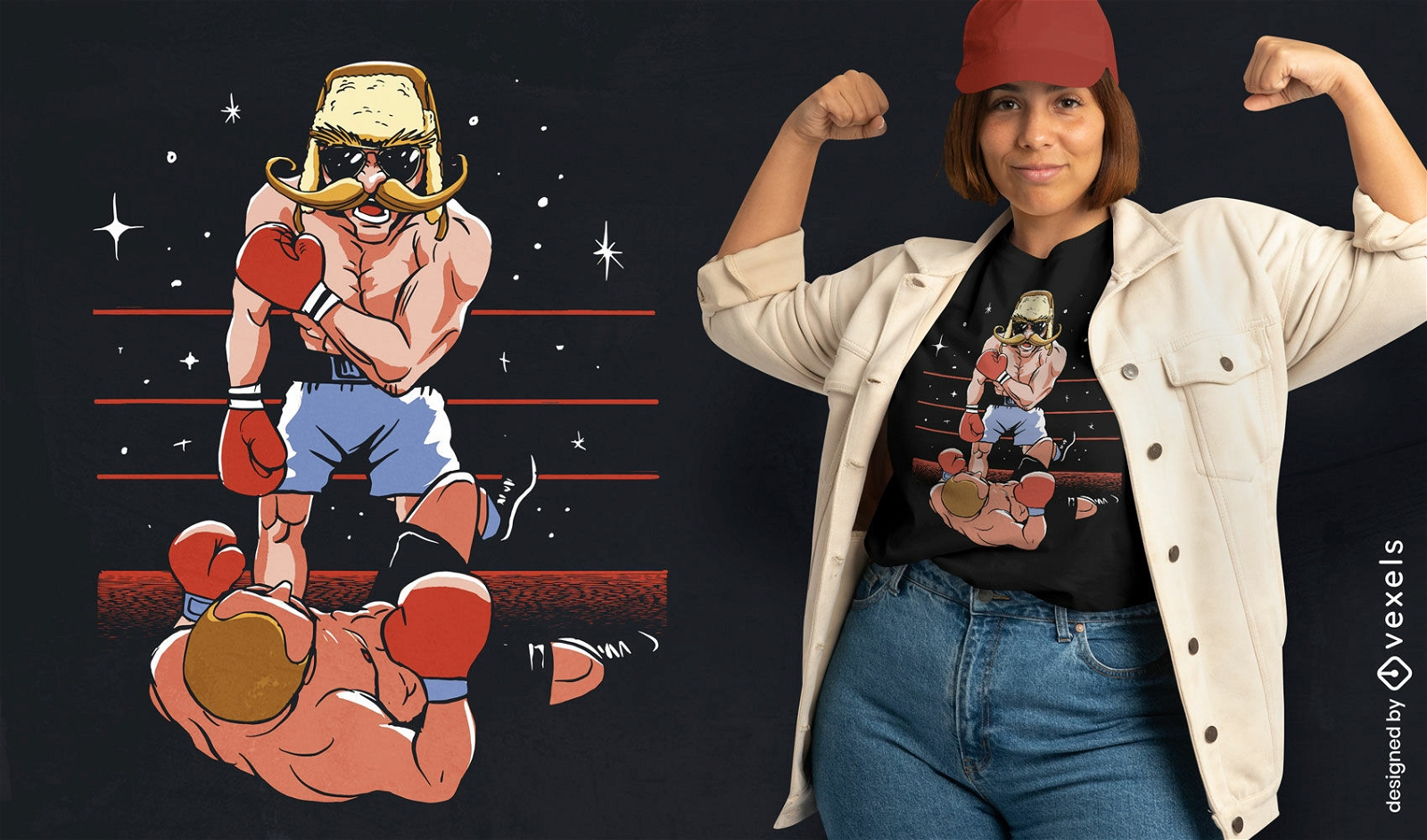 Boxer pilot in a fight t-shirt design