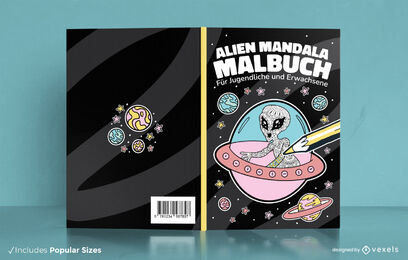 Mandala alien on spaceship book cover design