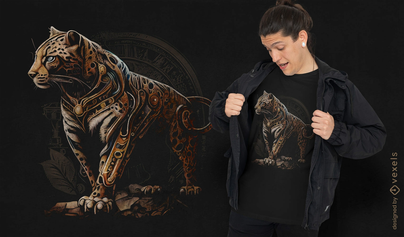 Design de camiseta Steampunk jaguar