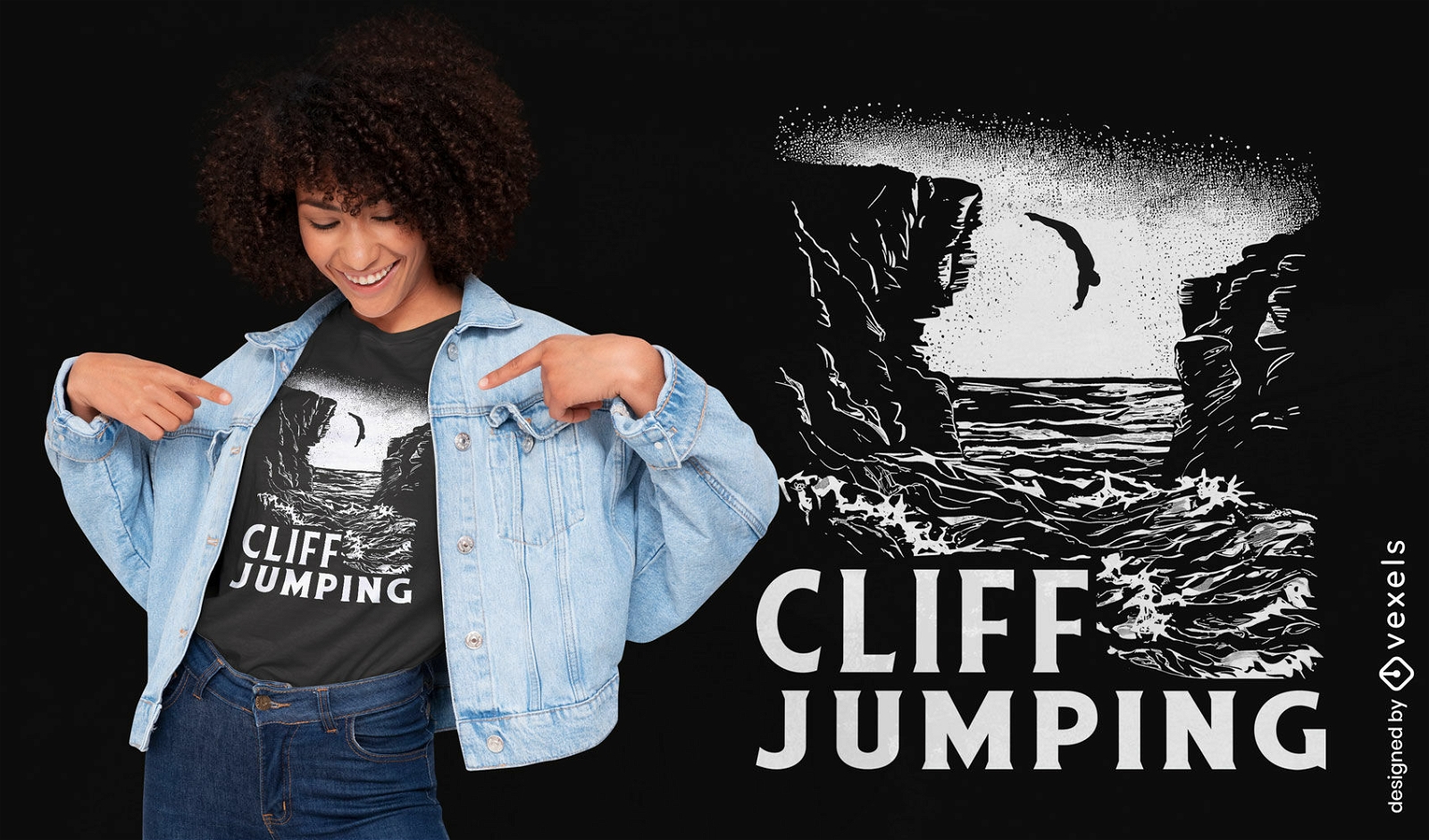 Cliff jumping t-shirt design
